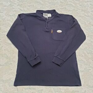 Rasco FR Henley Shirt Mens Medium Blue Pockets Long Sleeve Cat 2